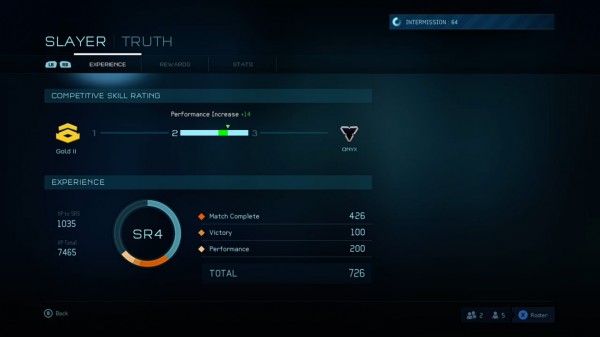 H5G Matchmaking experience screen