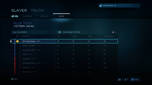 H5G Matchmaking stats screen