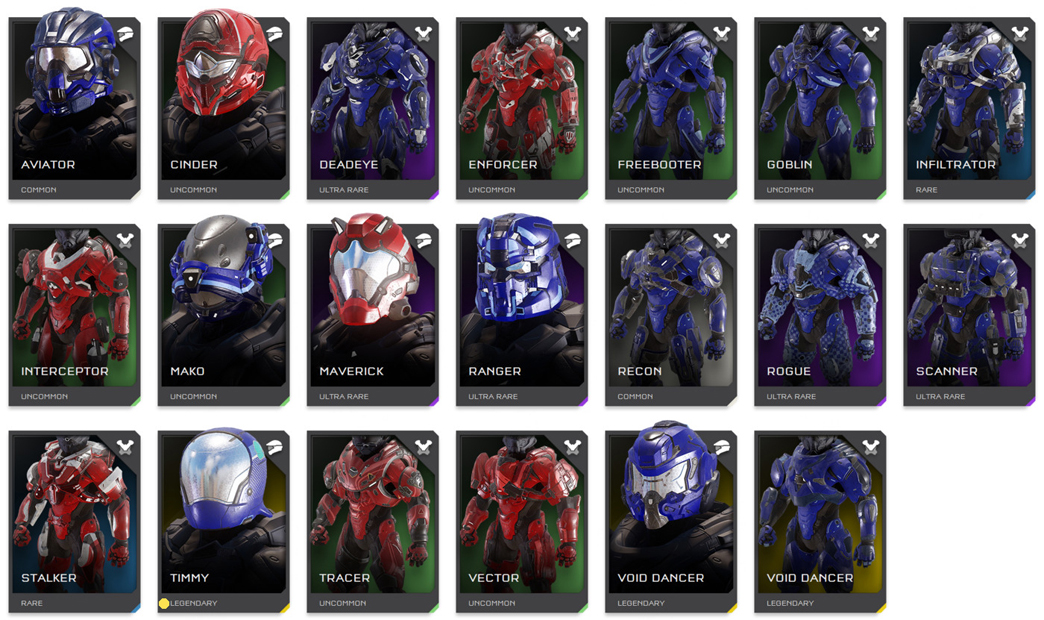 Helmets and Armor sets of Halo 5 Guardians, the FINAL tally. Which ...