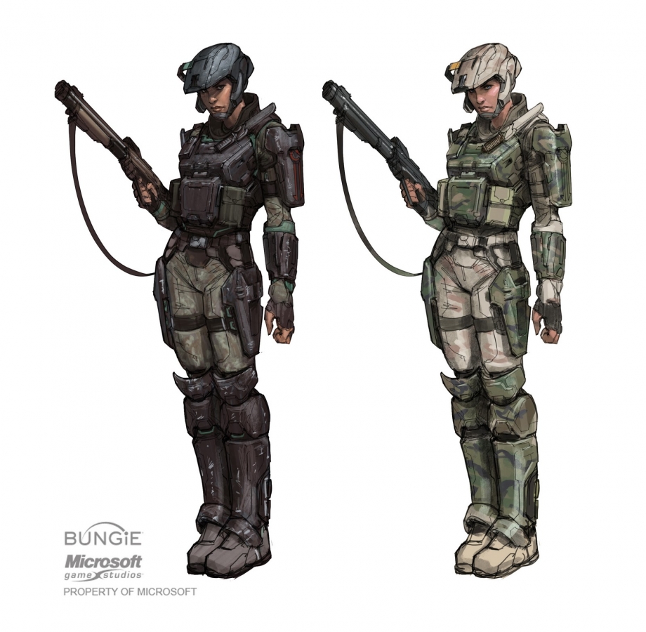Halo Concept Art: Reach Civilians and UNSC Marines